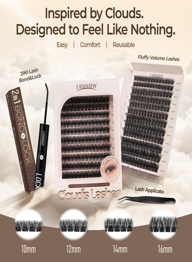 LASHVIEW Lash Extension Kit DIY Lash Clusters Eyelash Extension Kit, 10-16mm NM03 Individual Lashes Kit with Lash Bond and Seal, Lash Tweezers for Self Use - Image 2